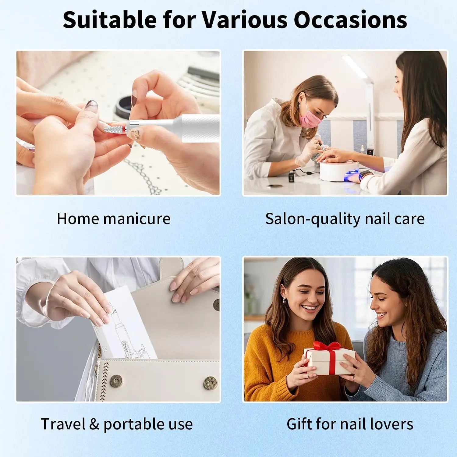 Salon Manicure Electric Nail File Machine for Easy At Home Gel Filing - 6