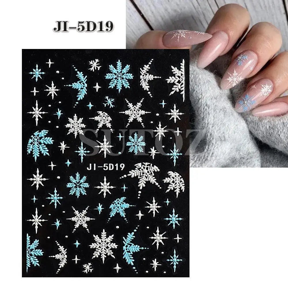 Christmas party nail art decor winter sticker for holiday manicure styling