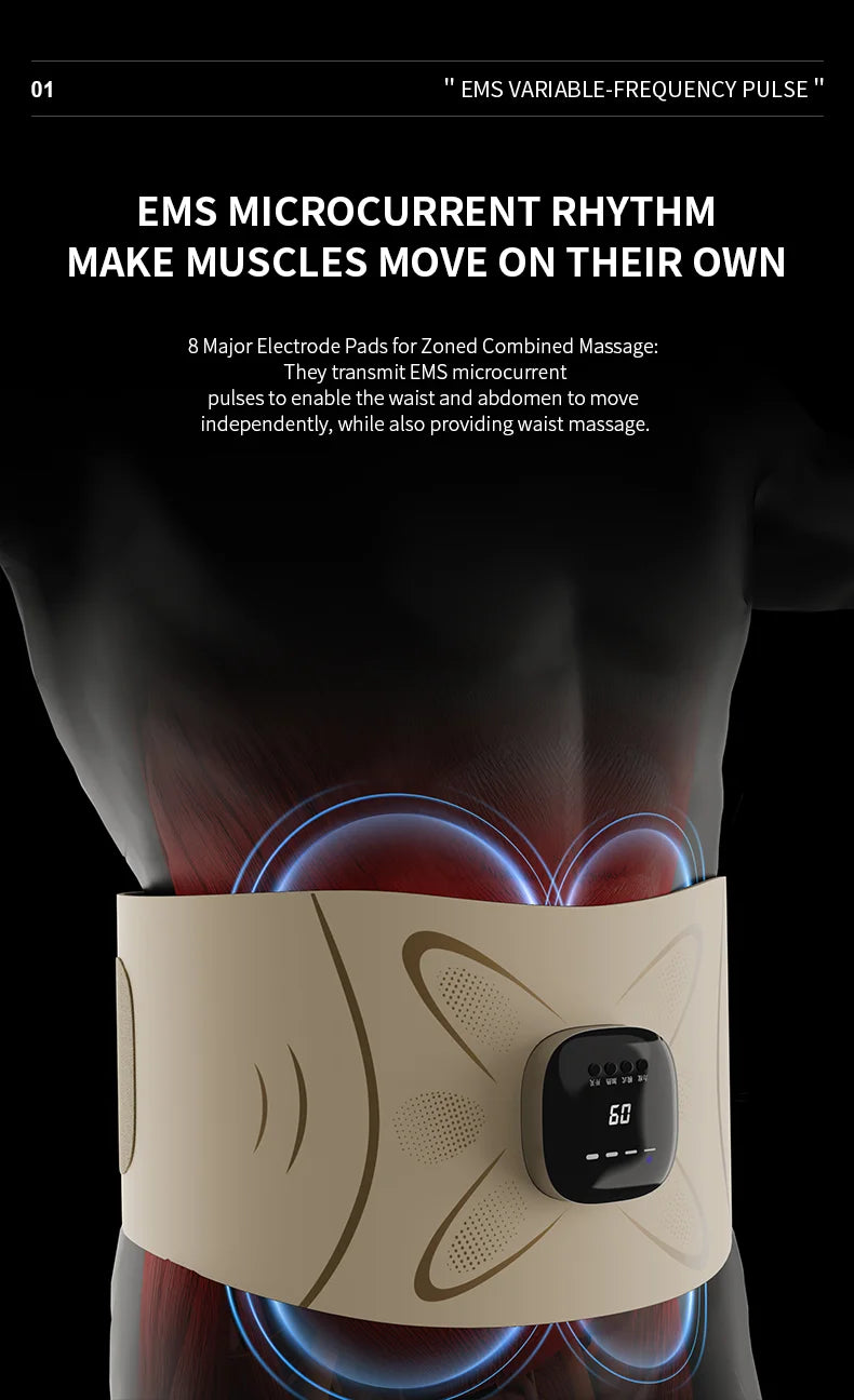 Home workout fitness belt waist pulse massager for core toning sessions - 9
