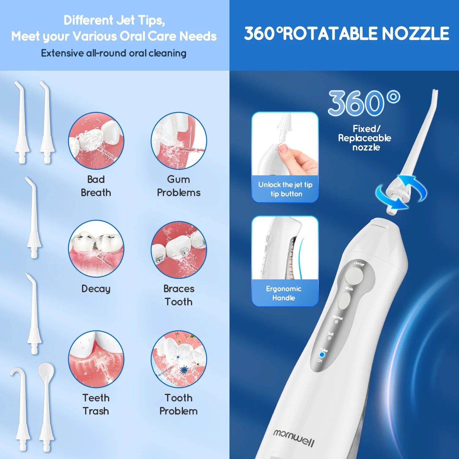 Bathroom oral care water flosser and electric toothbrush combo set - 4