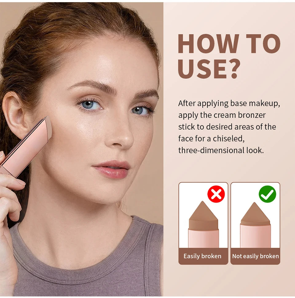 Daily Makeup Routine Contour Bronzer Stick for Sculpted Looking Face