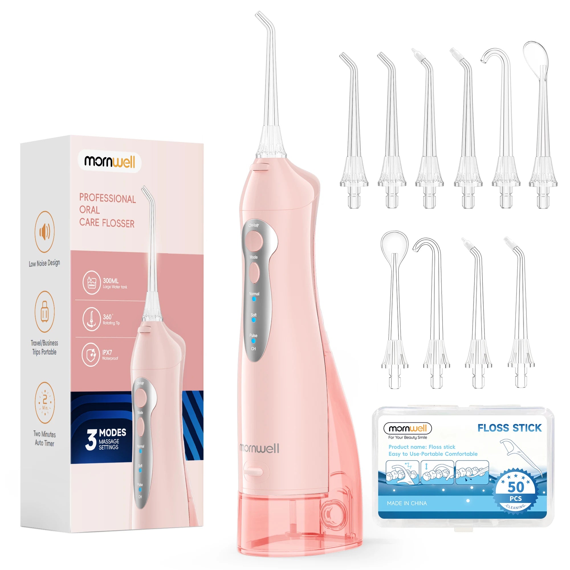Bathroom Oral Care Water Flosser with Rechargeable Battery and 300ML Tank - 24
