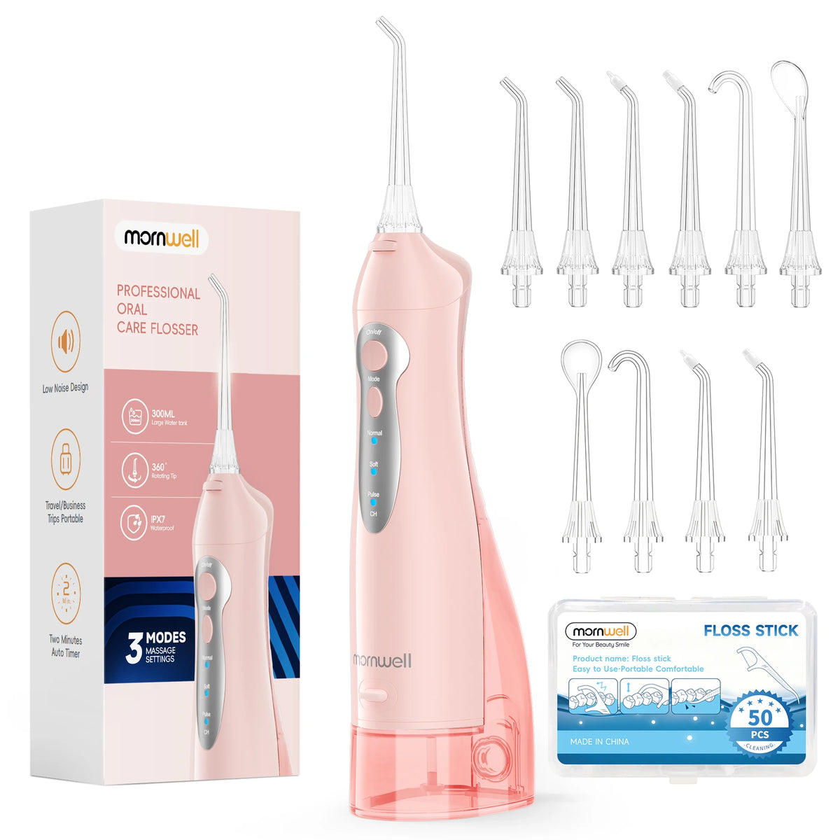 Bathroom Oral Care Water Flosser with Rechargeable Battery and 300ML Tank