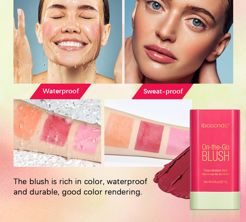 Daily Makeup Routine Cream Blusher Stick for Cheeks and Lips Natural Finish
