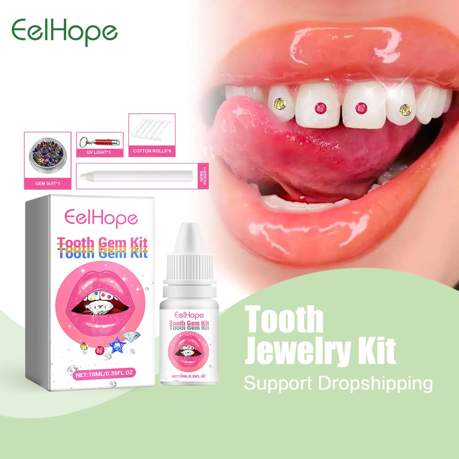 At Home DIY Tooth Gems Kit With Glue And UV Light Sparkle Ornaments - 1