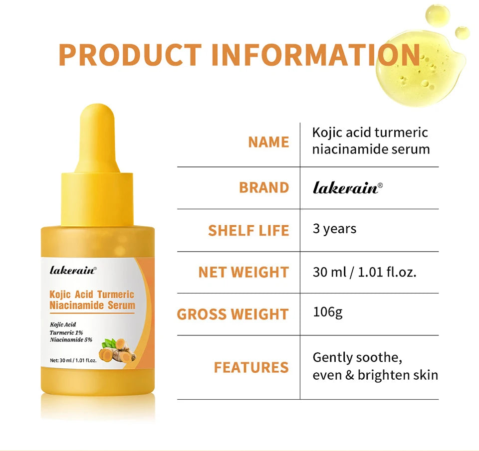 Face Skin Kojic Acid Turmeric Serum for Brightening and Hydration - 18