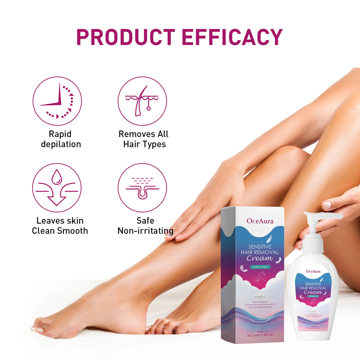 At Home Body Grooming Hair Removal Cream for Painless Soft Skin Care