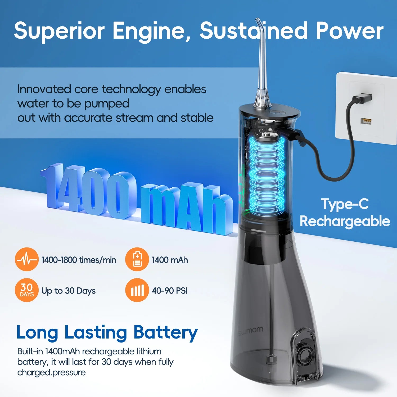 Bathroom Oral Care Portable Water Flosser For Deep Cleaning - 3