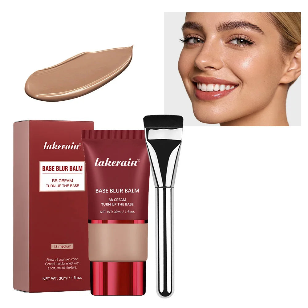 Daily Makeup Blur Base Balm and Dual Brush Set for Smooth Finish