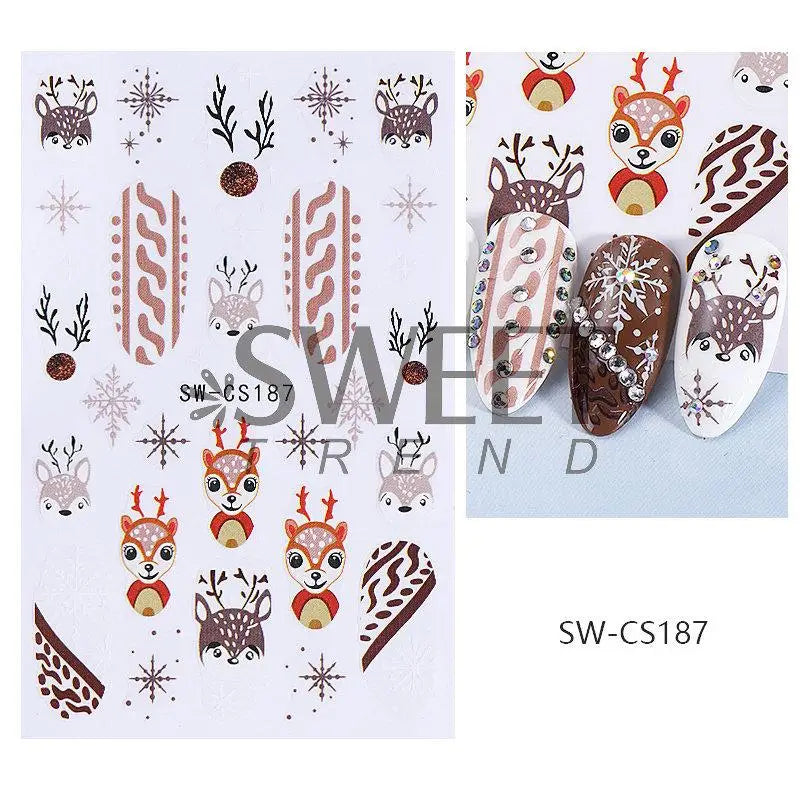 Christmas party nail art decor winter sticker for holiday manicure styling