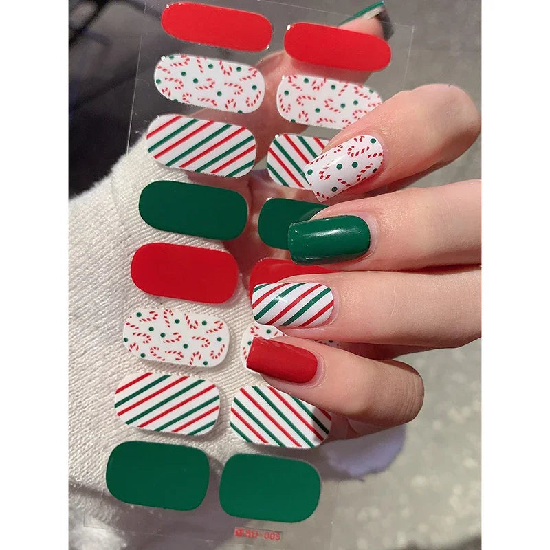 Winter nail art Christmas sticker gel wrap for festive holiday looks