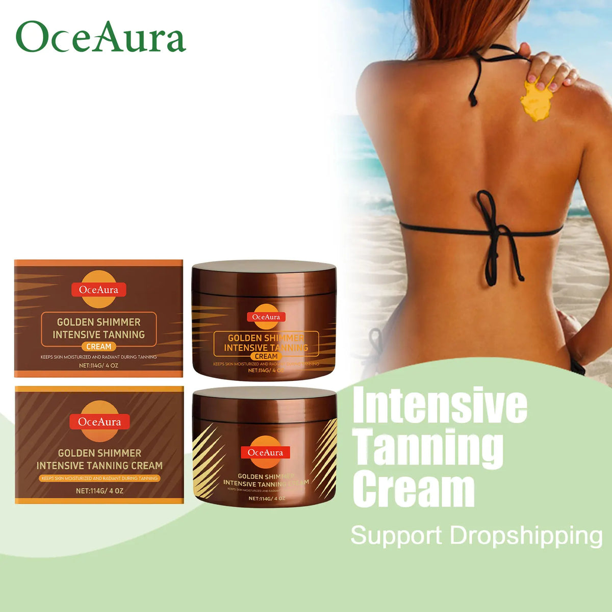 Beach Tan Shine Brown Tanning Accelerator Cream for Natural Glow