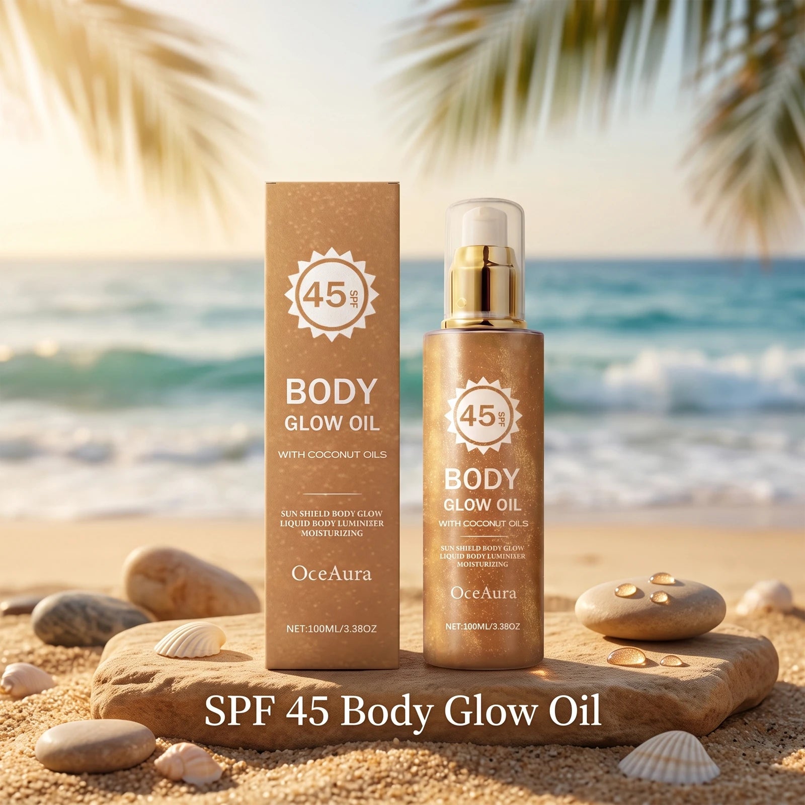 Beach days glowing body oil with SPF 45 coconut protection - 3