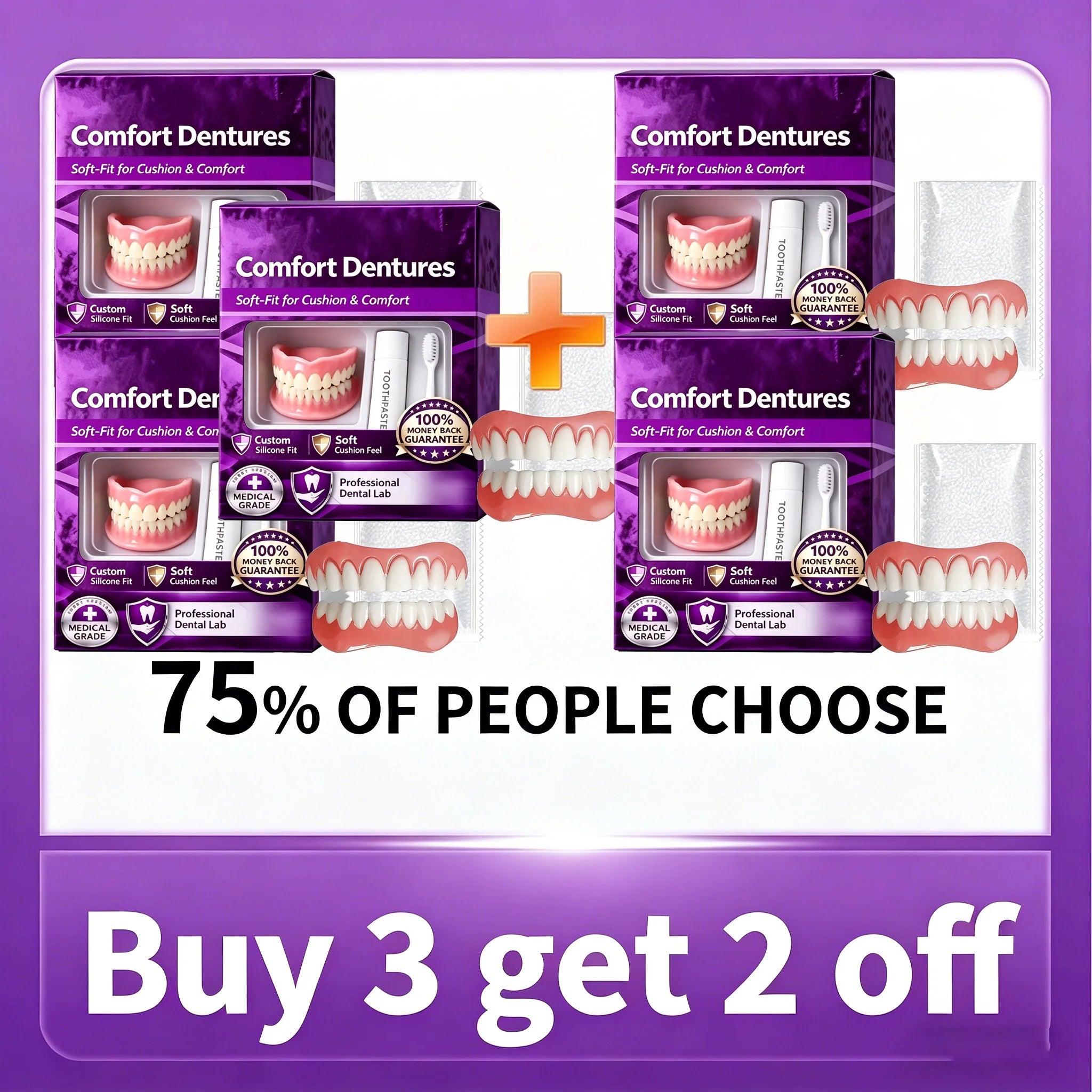 Daily Smile False Teeth Cosmetic Dentures for Natural Looking Comfort - 17