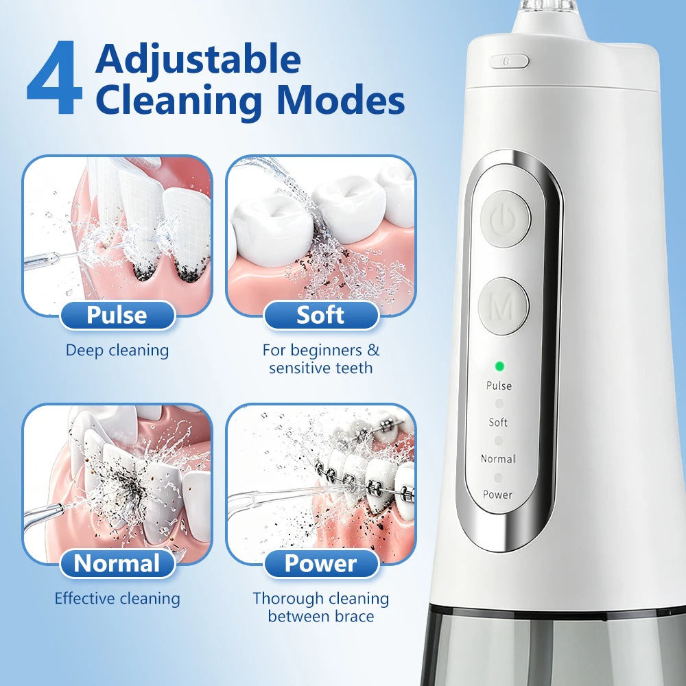 Bathroom Oral Care Electric Water Flosser with 4 Modes and 300ml Tank - 8